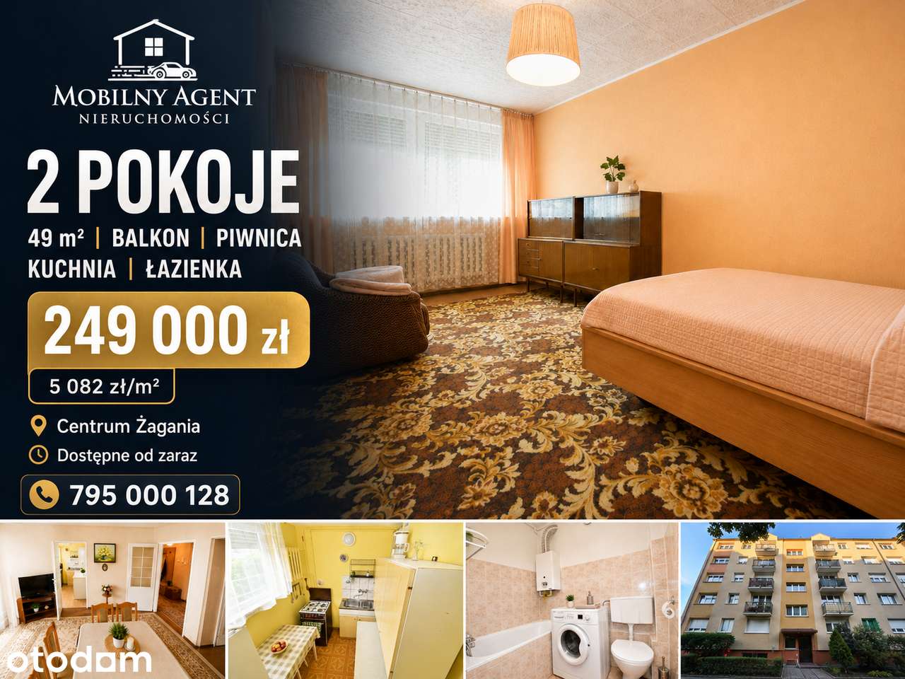 2 pokoje | Balkon | Piwnica | Centrum Żagania | 249 000 zł