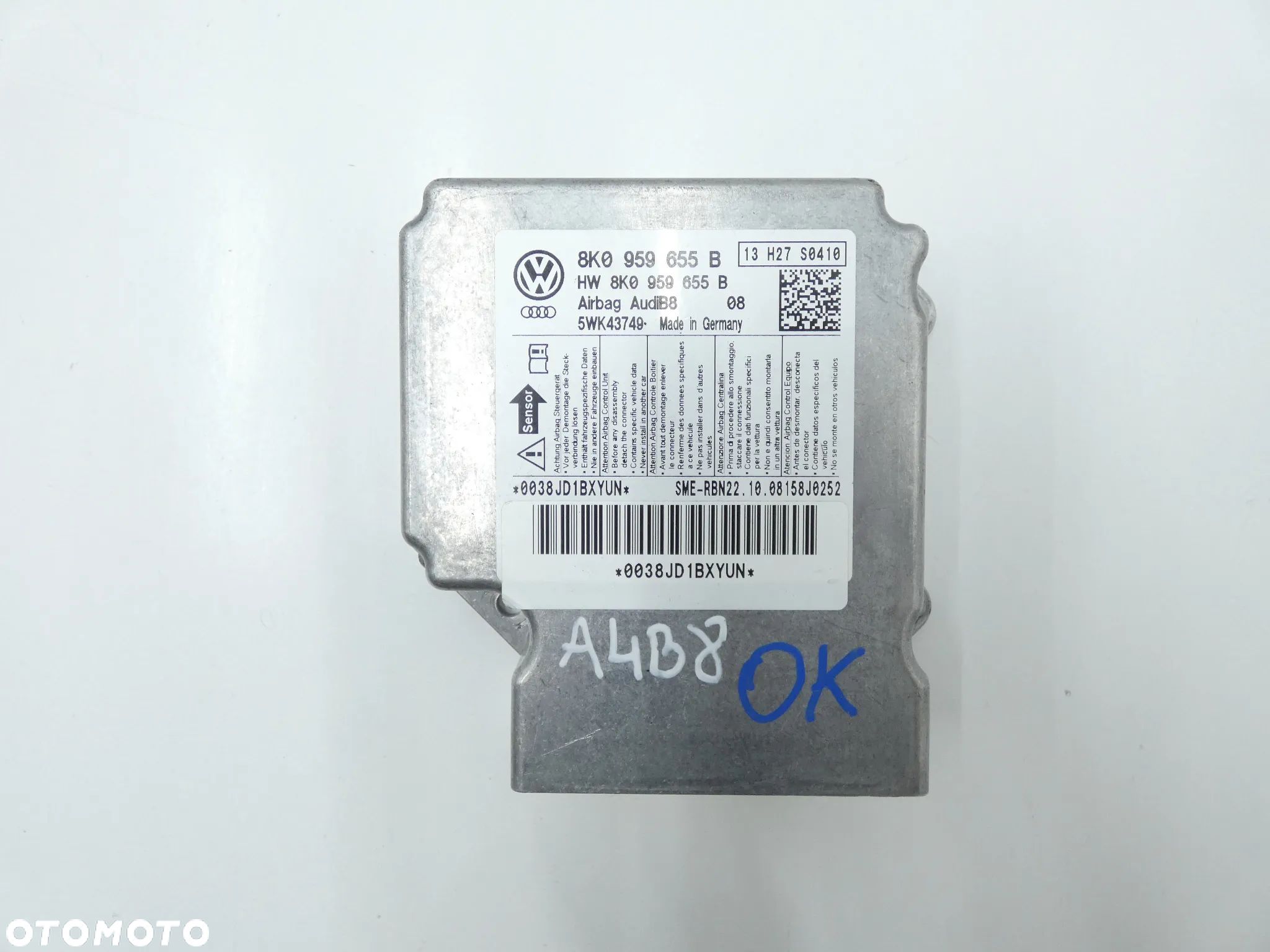 AUDI A4 B8 MODUŁ PODUSZEK POWIETRZNYCH STEROWNIK AIRBAG 8K0959655B GORLICE - 1
