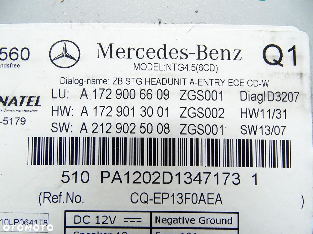 RADIO RADIOODTWARZACZ CD A1729006609 MERCEDES W172 R172 SLK - 5