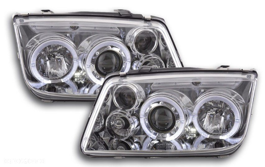 LAMPY REFLEKTORY Do  VW BORA Od 1998 Do 2005 RINGI CHROME LED - 1