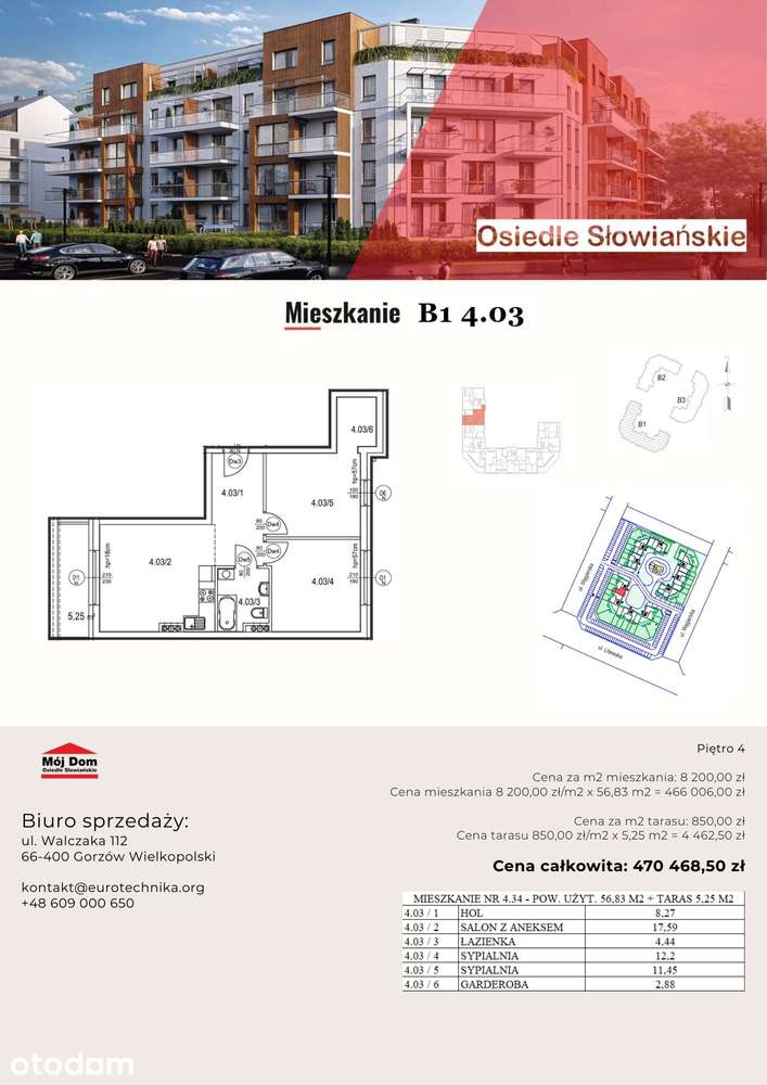 Nowoczesne mieszkanie - 56 m2, B1 4.03