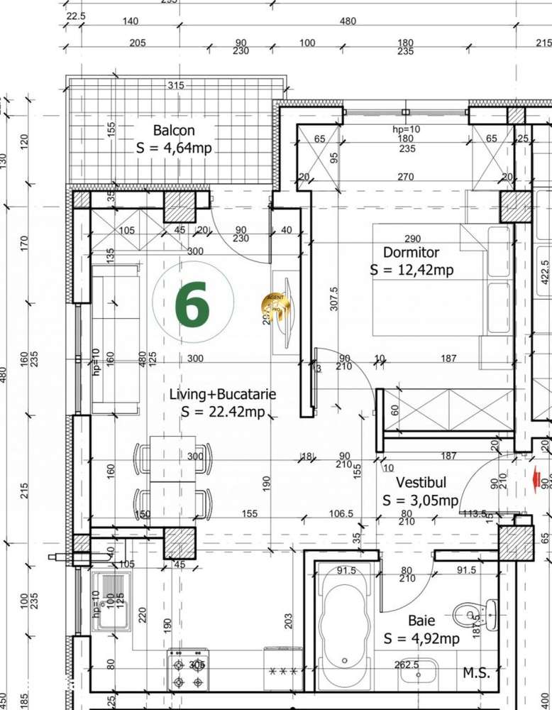 Apartament 2 camere Etaj 1 46 mp - Otopeni — fotografia 3