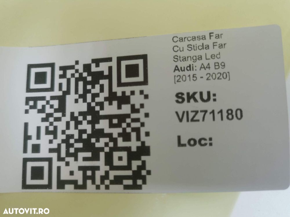 Carcasa Far Cu Sticla Far Stanga Led Audi A4 B9 2015 2016 2017 2018 20 - 8