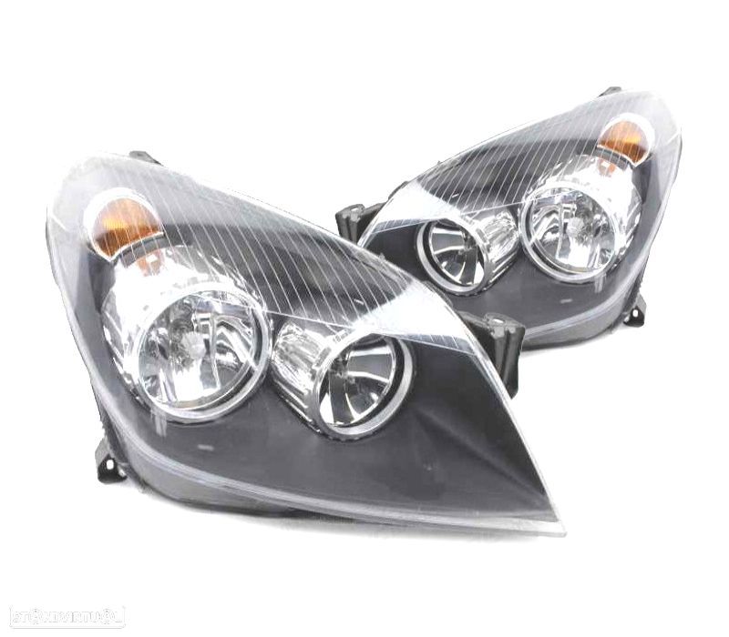 FARÓIS OPTICAS PARA OPEL ASTRA H PRETOS 04-11 - 1