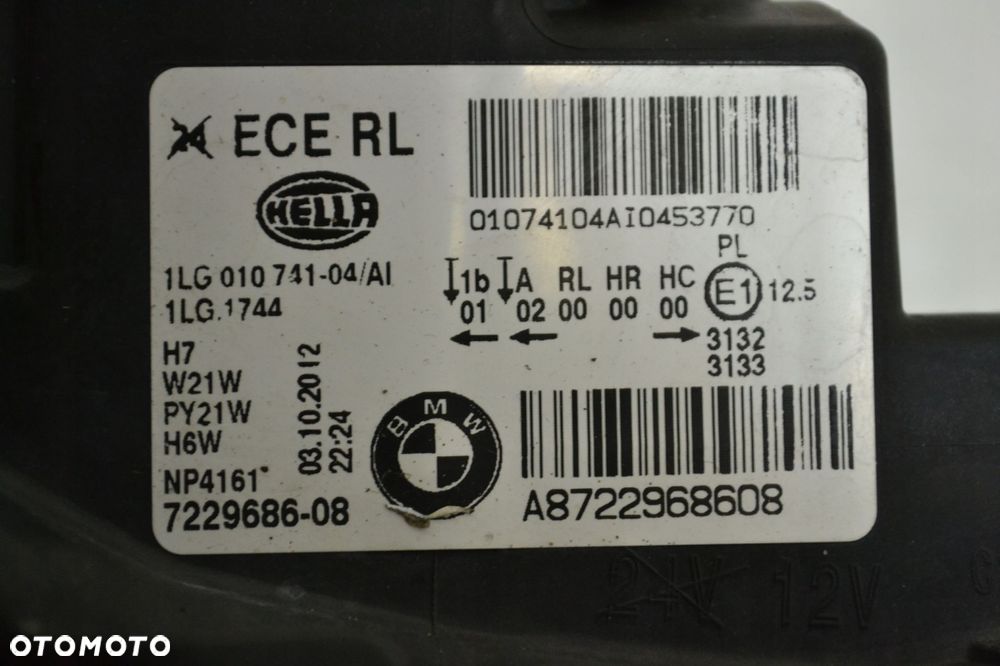 BMW F20 LAMPA PRAWY PRZÓD PRAWA PRZEDNIA ANGLIK HELLA ORYGINAŁ 7229686 - 10