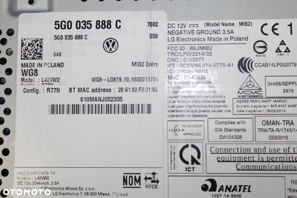 VW GOLF 7 PASSAT B8 RADIO FABRYCZNE NAWIGACJA NOWE - 3