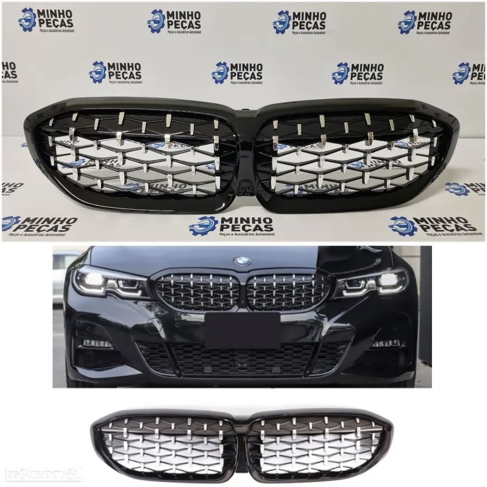 Grelha Frontal BMW Série 3 (G20/G21) Look M Diamond Silver - 1