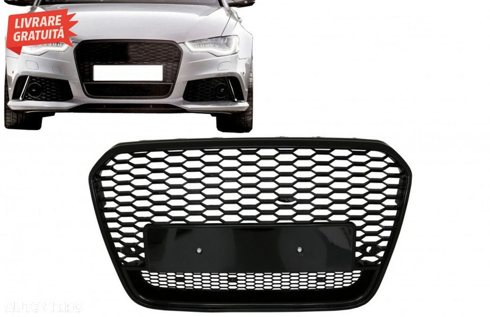Grila Bara Fata Audi A6 C7 4G Pre-Facelift (2011-2014) RS6 Design Negr - 6