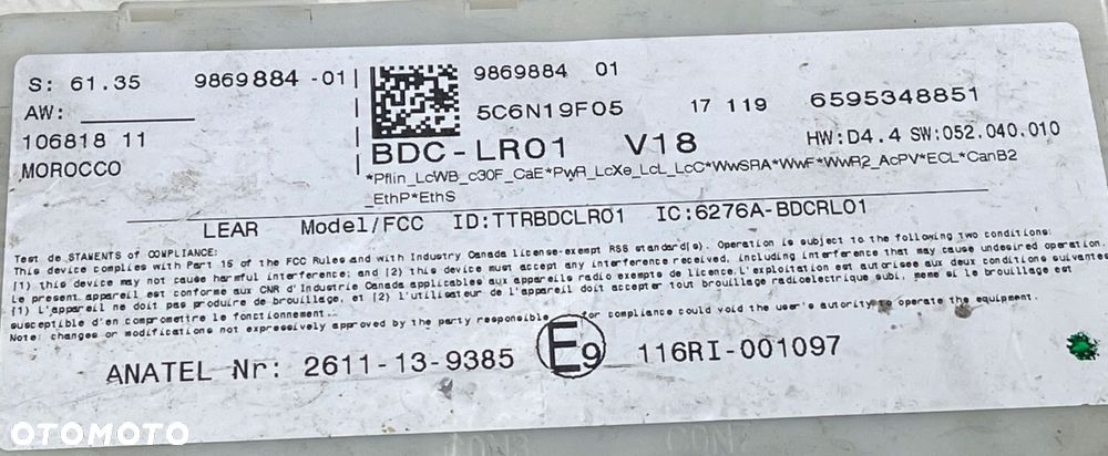 M65 BMW 5 G31 MODUŁ STEROWNIK FEM BDC 9869884 - 11