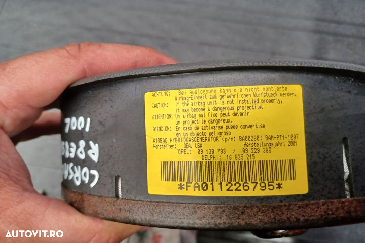 Airbag volan / sofer 09130793  09130793 Opel Corsa C [2000 - 2003] Ha - 5
