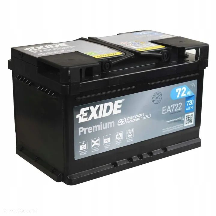 AKUMULATOR SAMOCHODOWY Exide EA722 72Ah 720A P+ 12.0 V - 1