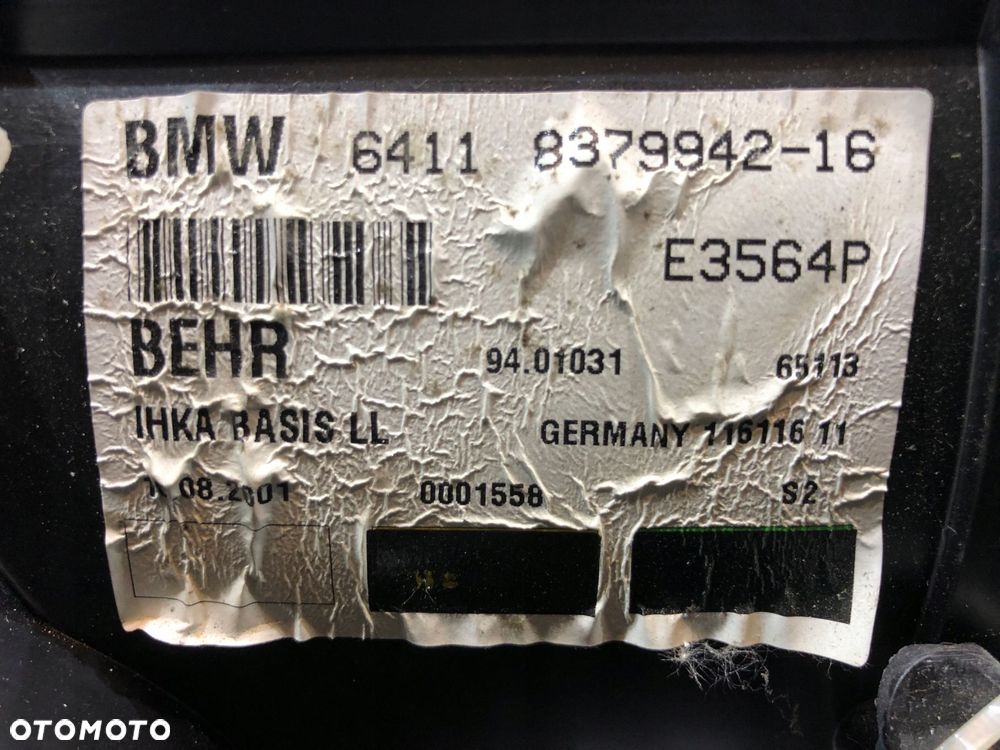 bmw 7 e65 nagrzewnica dmuchawa europa 3.6i - 6