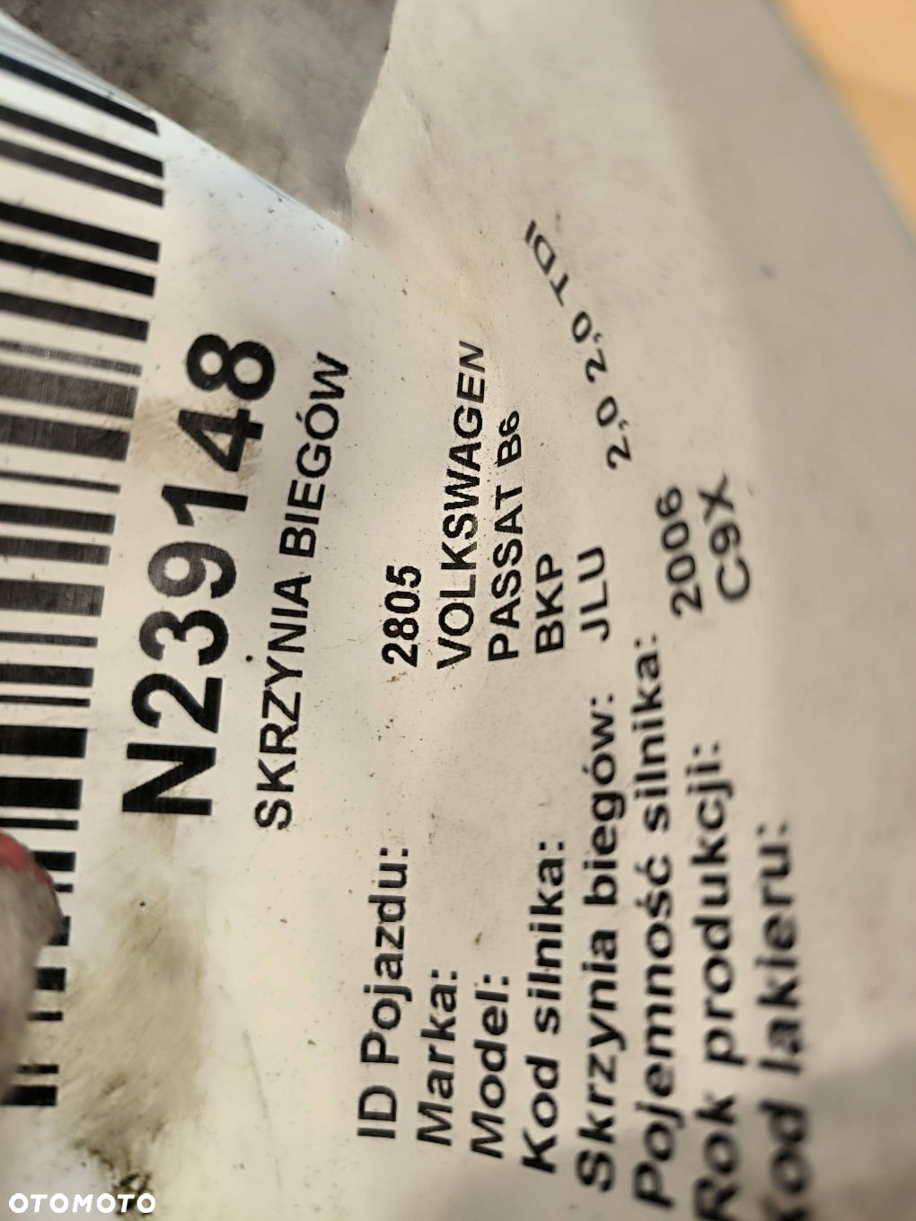 SKRZYNIA BIEGÓW VOLKSWAGEN PASSAT B6 JLU 2.0 TDI - 6