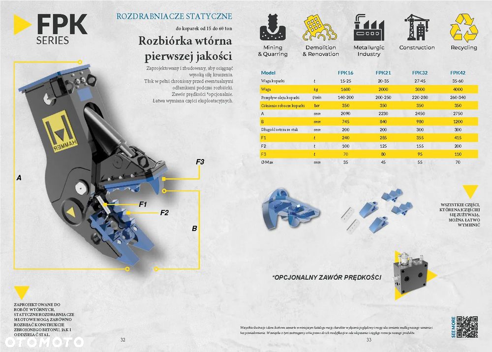 Szczęka krusząca nożyce wyburzeniowe FPK16 waga 1600 kg koparka 13-22 ton - 3