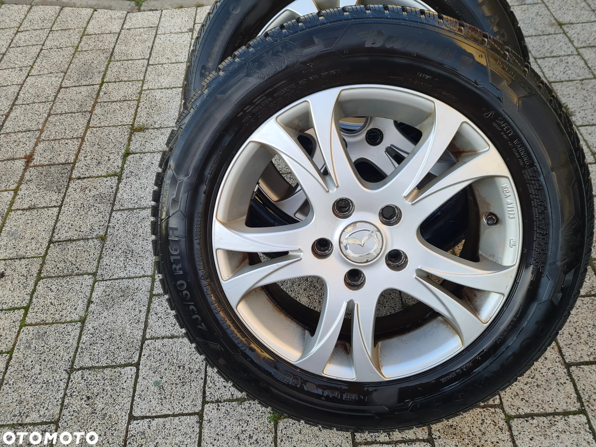 4 felgi aluminiowe ALU r16" cali 6,5jx16 et55 rozstaw 5x114,3 Mazda 6 GH opony ZIMA Barum 205/60r16 koła - 2