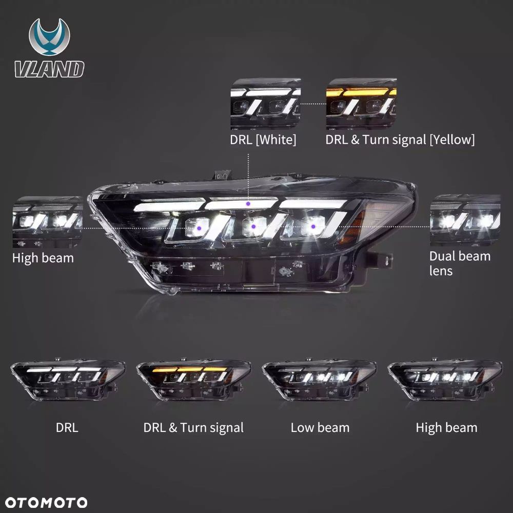 reflektory lampy l+r led tuning new 2023 2024 look ford mustang vi 6 15-18 - 9