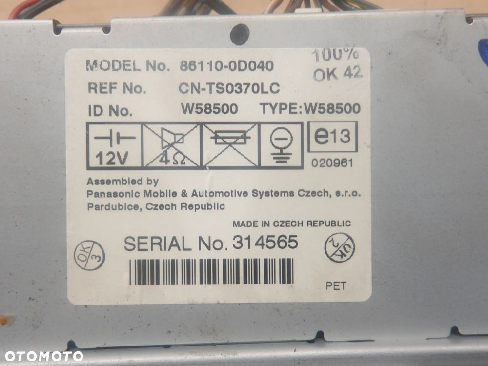 TOYOTA YARIS I 03-05 HB 5D RADIO WYŚWIETLACZ 861100D040 - 8