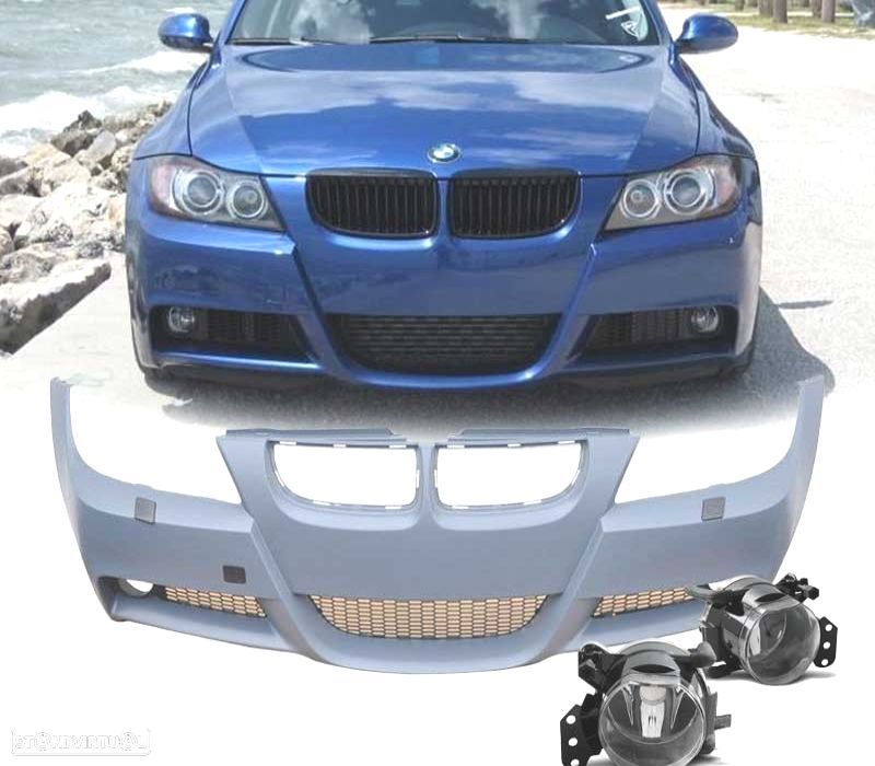 PÁRA-CHOQUES FRONTAL BMW E90 91 05-08 LOOK M + FARÓIS NEVOEIRO - 1