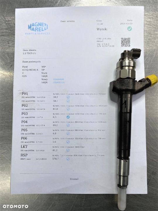 WTRYSKIWACZ TEST 2.2 TDCI HDI 6C1Q 9K546 BC WTRYSK REGENEROWANE WYDRUK IMA PEUGEOT JUMPER BOXER DUCATO TRANSIT - 4