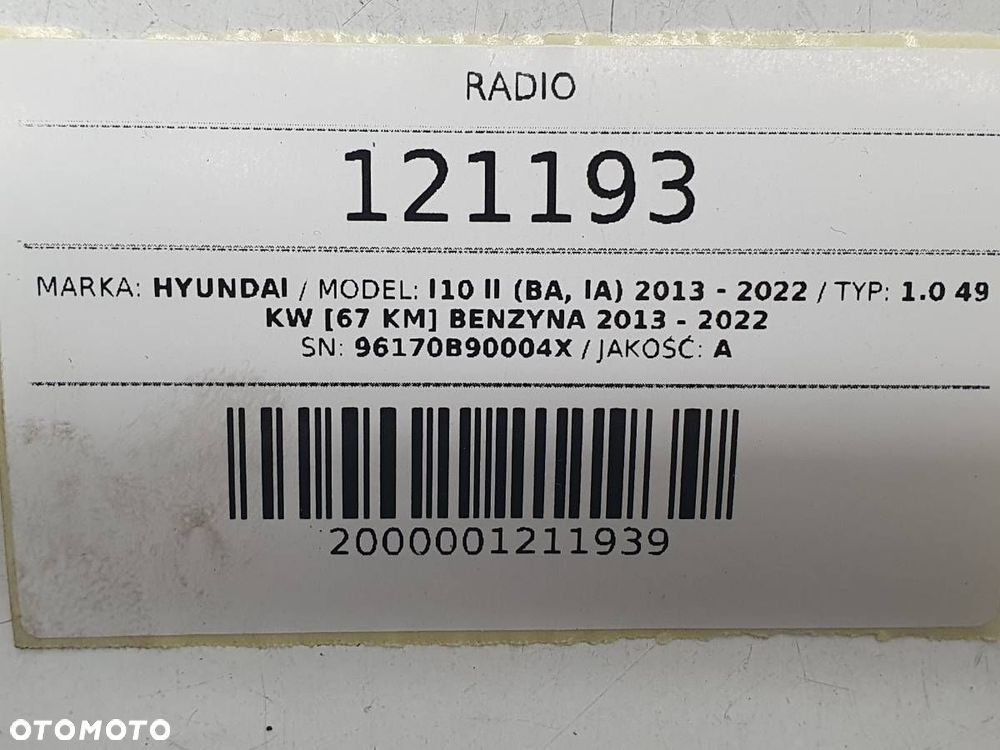 RADIO ODTWARZACZ CD HYUNDAI I10 II 96170B90004X - 7