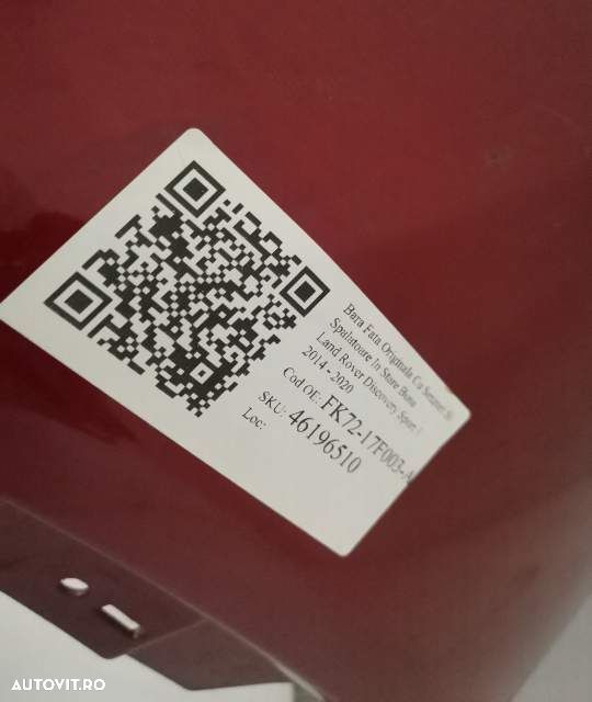 Bara Fata Originala Cu Senzori Si Spalatoare In Stare Buna Land Rover - 8