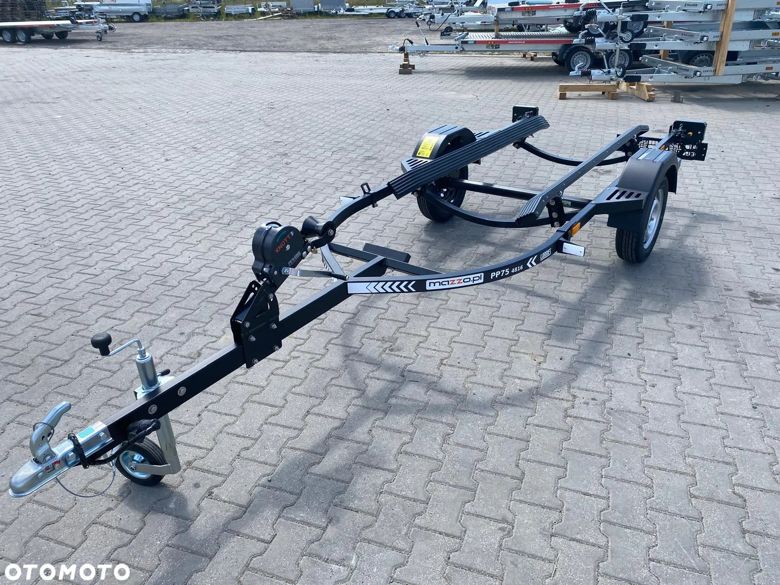 Lorries DOSTAWA! Przyczepka PP75-4816 wym. 373x158cm do transportu skutera wodnego, LAKIEROWANA CZARNA Lampy LED, DMC 750kg, kat.B - 4