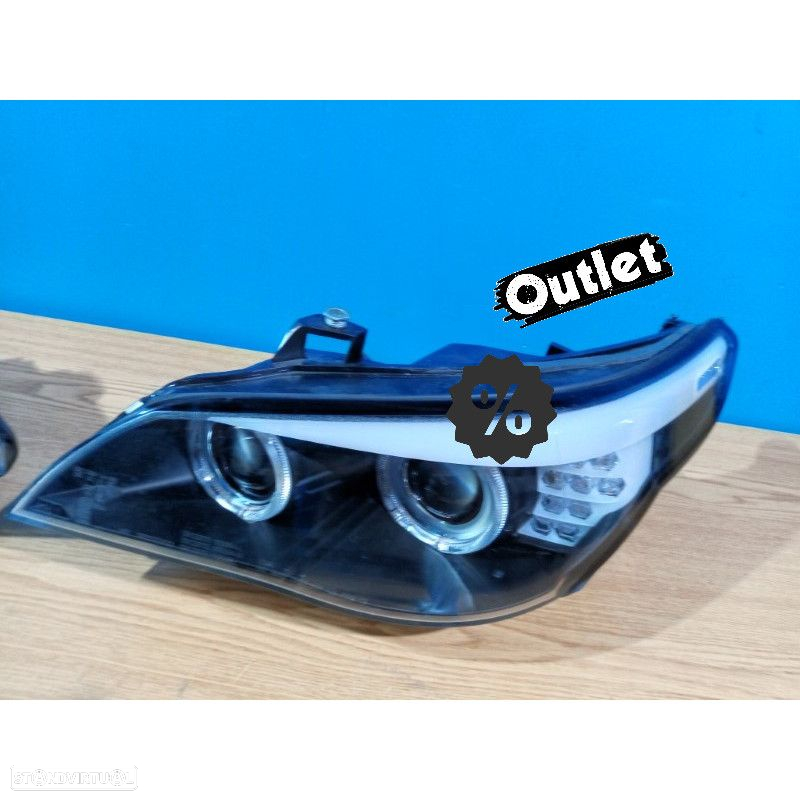 R026021C4 FARÓIS ANGEL EYES BMW E60 E61 07-10 LED PRETO TRANSPARENTE - 6
