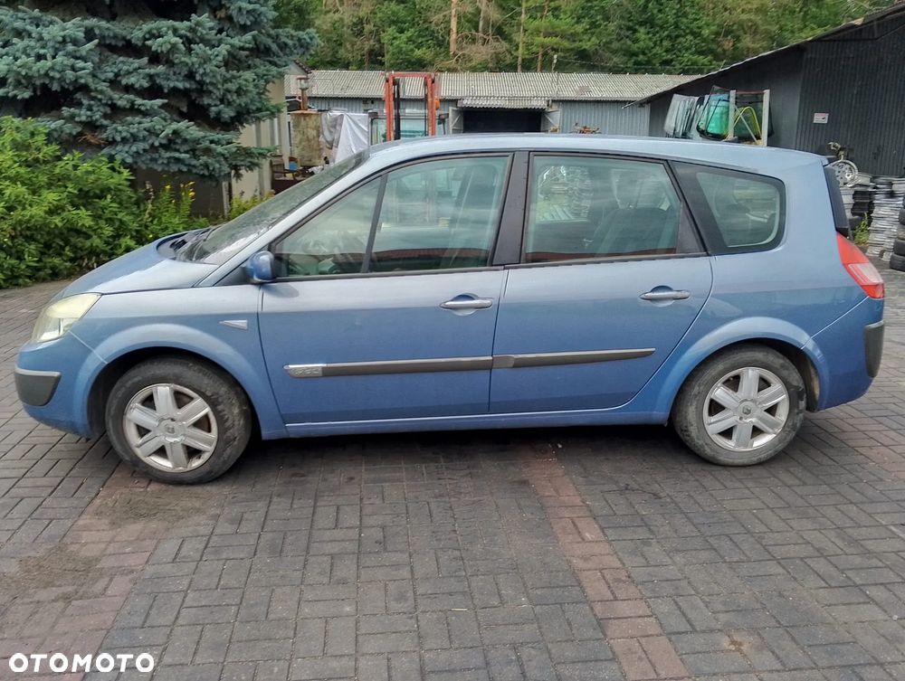 KOMPLETNY PRZÓD Renault Megane Grand Scenic II (Przed Lift)  (03-06r.) TED47 / D47. Europa MASKA LAMPA ZDERZAK BŁOTNIK GRILL ATRAPA PAS PRZEDNI WZMOCNIENIE CZOŁOWE CHŁODNICA HALOGEN do założenia bez malowania - 2