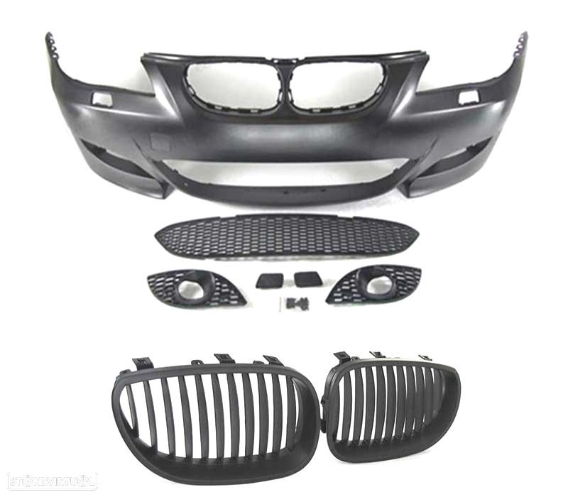 PARA-CHOQUES + GRELHAS FRONTAIS BMW E60 03-07 LOOK M5 PRETO SRA - 2