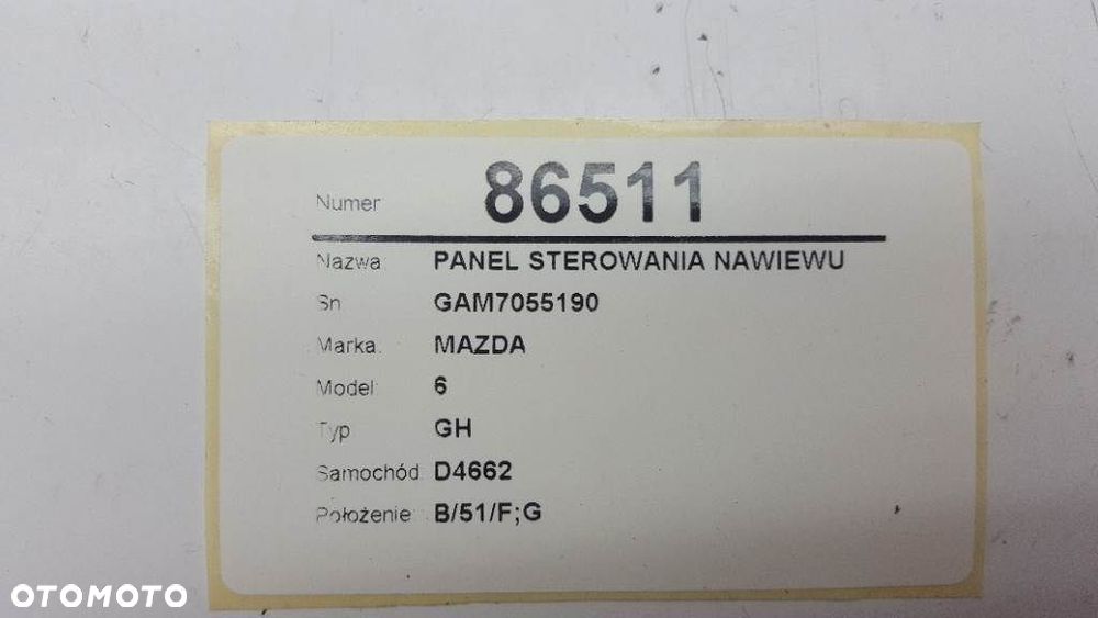 PANEL STEROWANIA NAWIEWU KLIMATYZACJI MAZDA 6 II GH T1005815J - 7