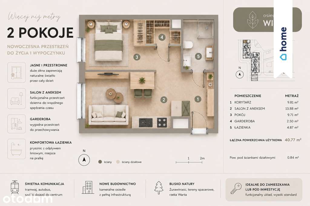 Funkcjonalne 40,77 m² z garderobą | Zachodnia eksp