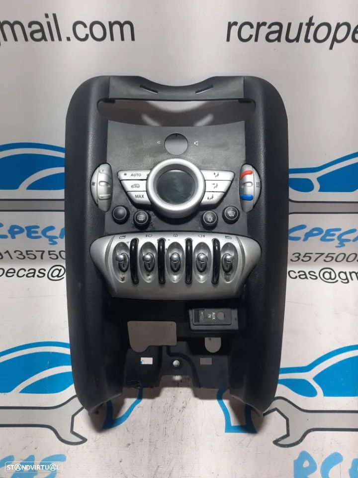 CONSOLA CENTRAL DISPLAY CLIMATRONIC MINI COOPER R56 51169151325 9151325 69810704 ECRA COMANDOS PAINEL CONTROLO RELOGIO RADIO R55 CLUBMAN R57 CABRIO R58 COUPE R59 ROADSTER - 1