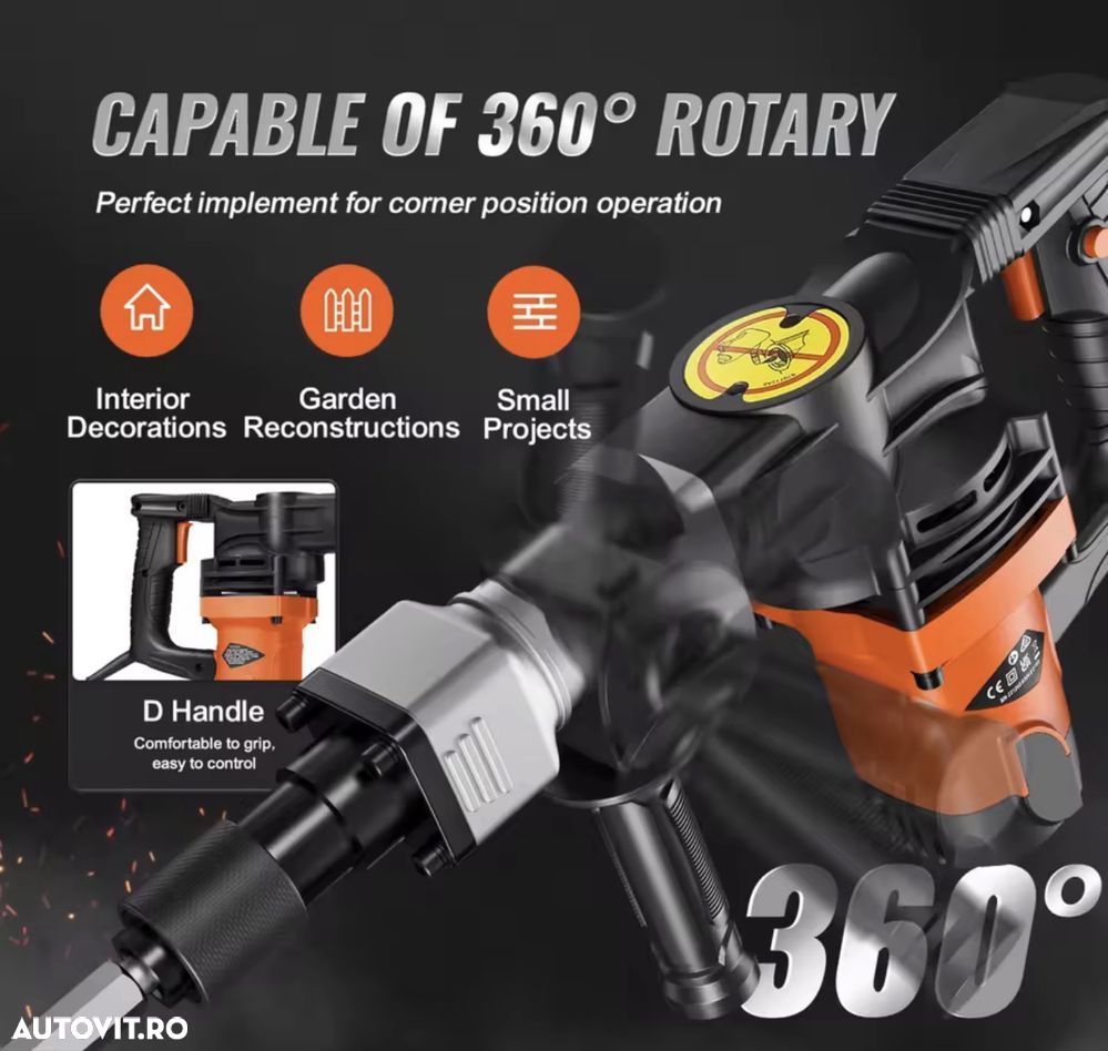 Ciocan Demolator Pickamer Rotopercutor Demolari 1400W Nou - 4