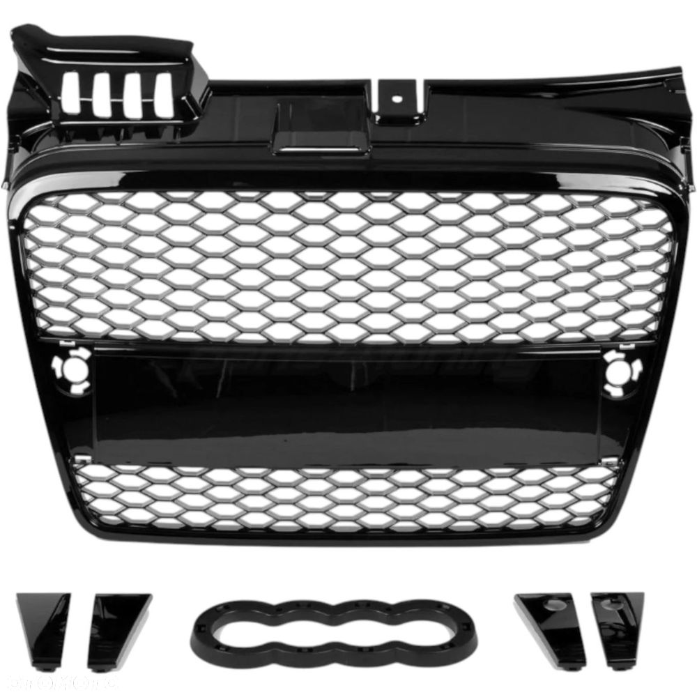 Atrapa zderzaka grill AUDI A4 B7 04-07 plaster miodu CZARNY POŁYSK RS LOOK - 4