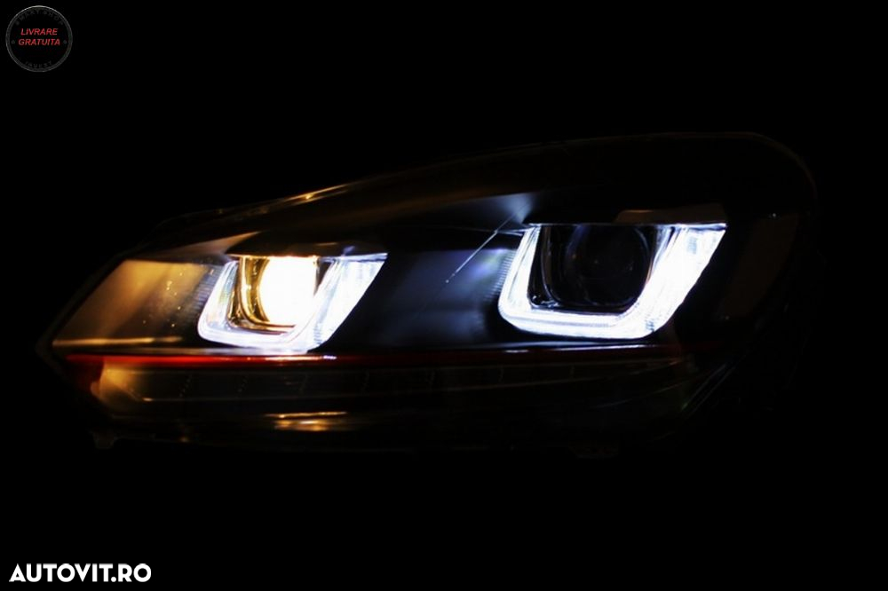 Grila Centrala VW Golf 6 VI (2008-2012) Golf 7 U Design cu Red Strip GTI LED dinam- livrare gratuita - 4