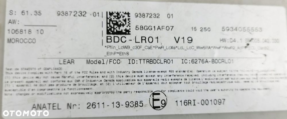 M45 MODUŁ STEROWNIK BDC FEM BMW X1 F48 9387232 - 3