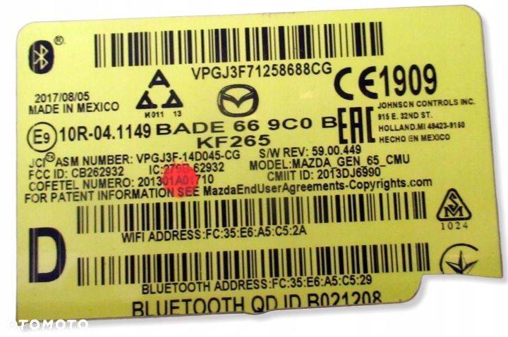 MAZDA 3 III MONITOR WYŚWIETLACZ EKRAN MODUŁ RADIO NAWIGACJA B61A611J0 - 3