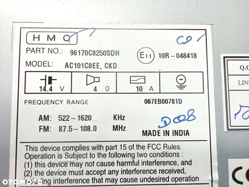 RADIO CD RDS MP3 BLUETOOTH 96170C8250 HYUNDAI I20 II 2015- ORYGINAŁ - 7