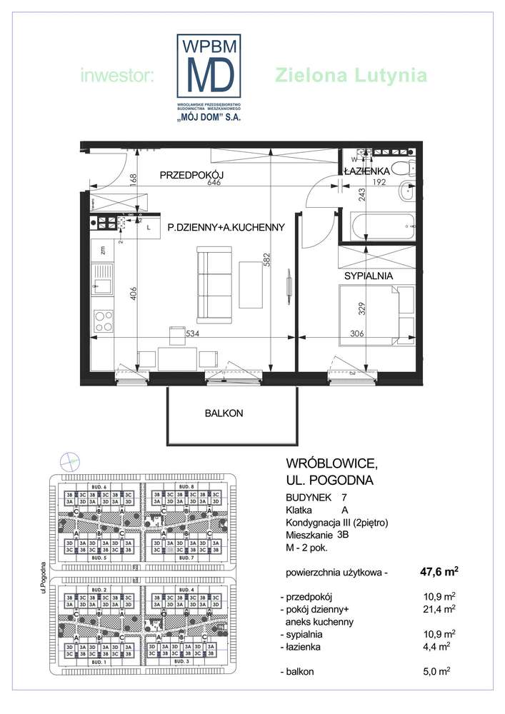 2-pokojowe mieszkanie 47m2 + balkon Bez Prowizji - Pełny obrazek: 2/5