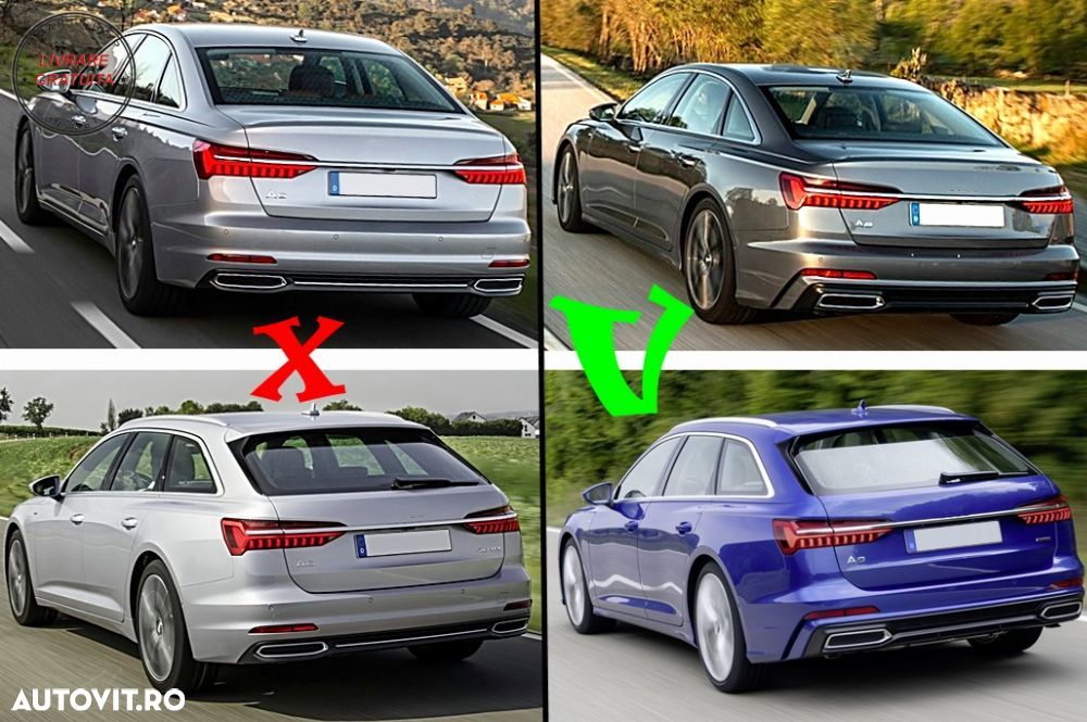 Difuzor Bara Spate si Ornamente Evacuare Audi A6 C8 4K Avant Sedan (2018-up) S6 De- livrare gratuita - 16