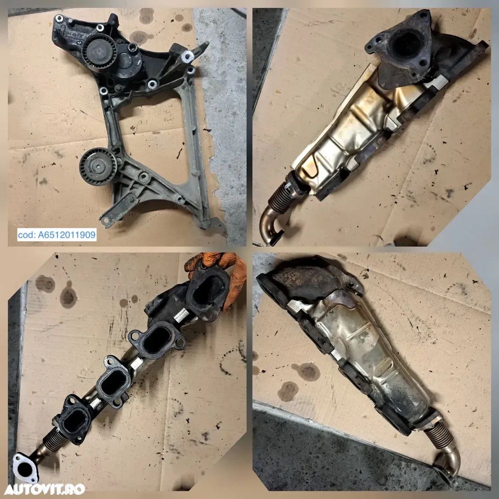 Suport accesorii galerie evacuare rezervor vacuum rola intinzatoare furtun turbina tubulatura intercooler conducta egr joja ulei instalatie electrica motor m ercedes w204 w212 om651 180cdi 220cdi 250cdi - 2