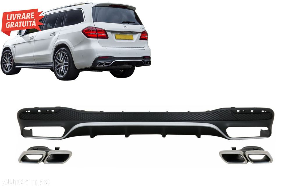 Difuzor Bara Spate cu Ornamente Evacuare Mercedes GLS X166 Facelift (09.2015-2019)- livrare gratuita - 16