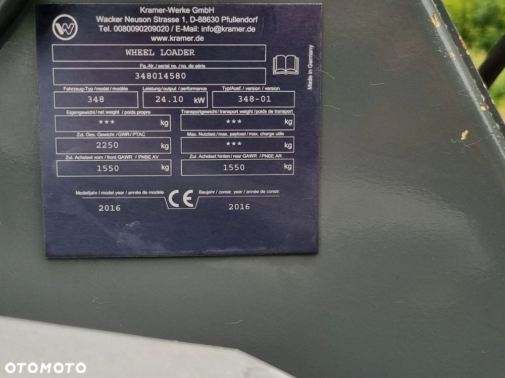 Kramer Ładowarka kołowa 348- 5035 JAK NOWA! 2017r Import Norwegia Łyżka widły - 14