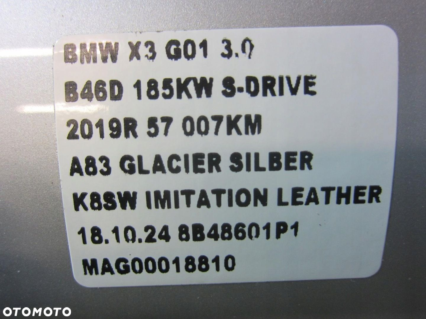 BMW X3 G01 X4 BŁOTNIK LEWY PRZEDNI PRZÓD A83 GLACIER SILBER SREBRNY 7930973 - 14