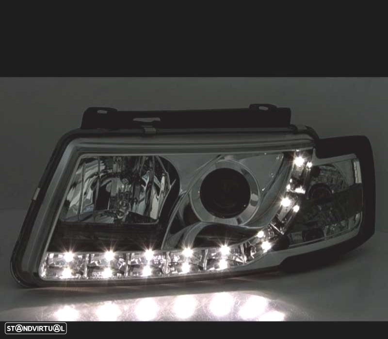 FARÓIS FRENTE LUZ DIURNA PARA VOLKSWAGEN VW PASSAT 3B FUNDO CROMADO - 3