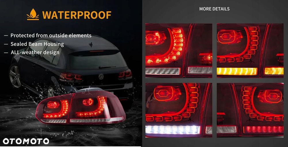 Lampy tylne kpl Vland Led Diody Red White GTI Tuning VW Golf VI 6 5k0 2008- - 13