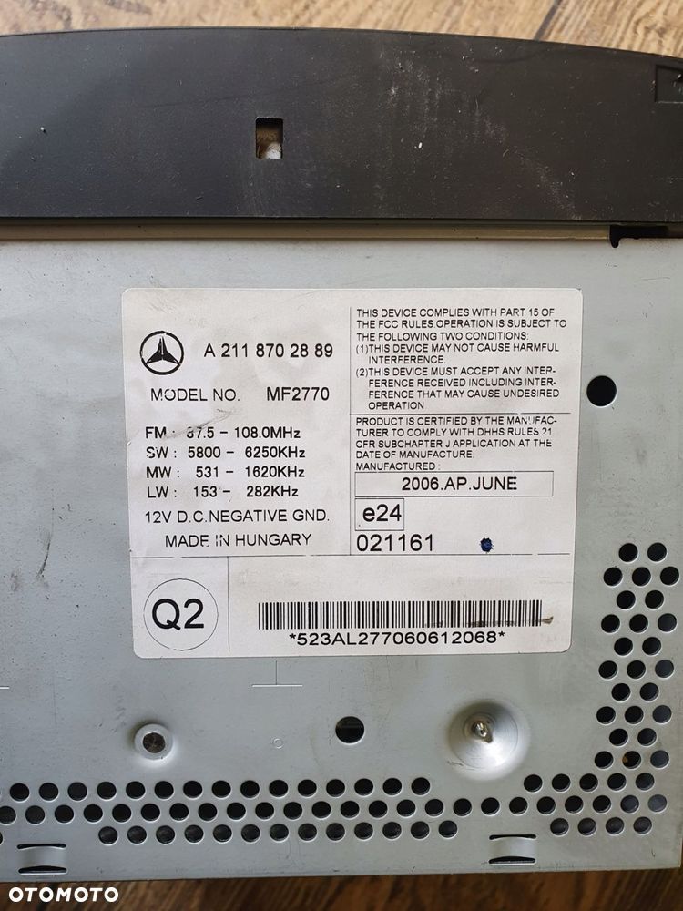 radio cd / płyty - mercedes oe w211 a2118702889 - 3