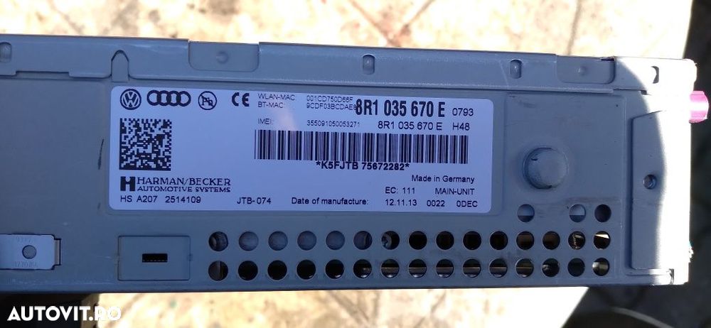 Multimedia MMI 3G+ SIM Audi A4,A5,A7,Q5 cod 8R1 035 670 E - 3