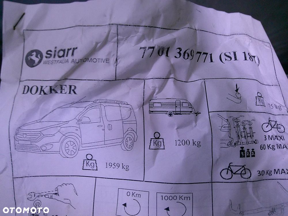 dacia dokker hak holowniczy nowy westfalia automat - 2