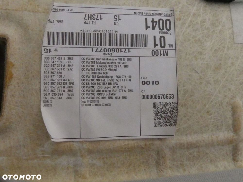 dw passat cc podsufitka 3c8 - 5